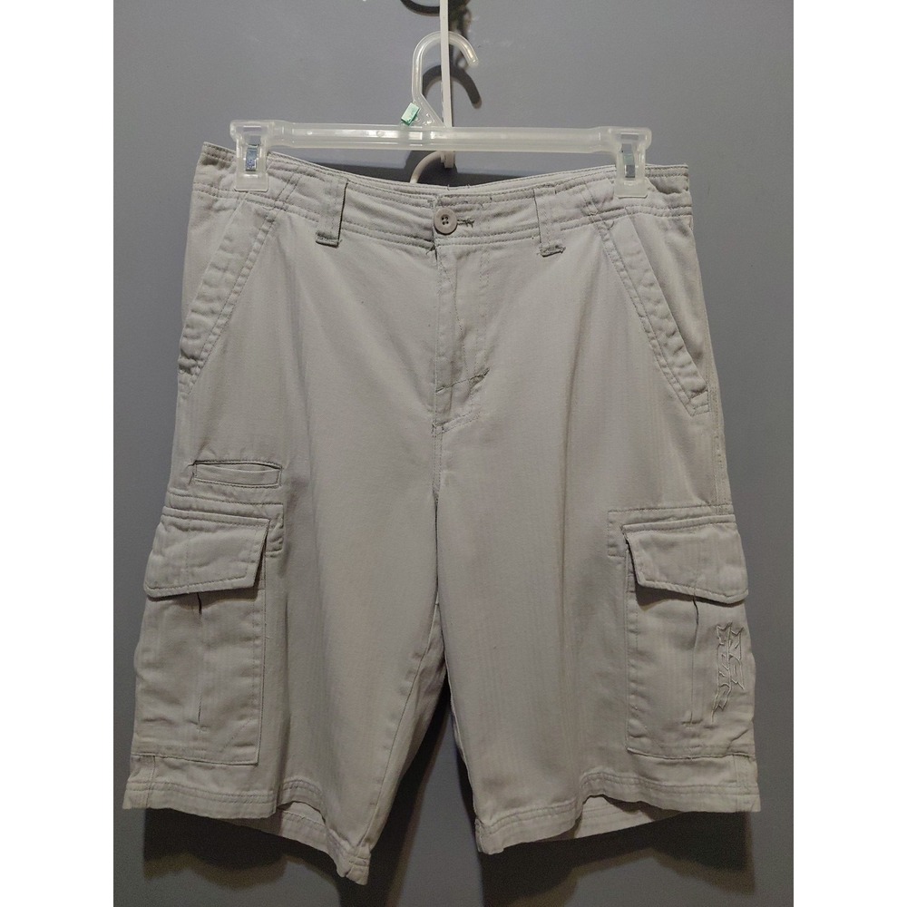Vintage No Fear Cargo Shorts Size 32 Gray Cotton Y2K Skate Utility
